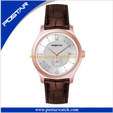 Meistverkaufte Quarz Lady Uhren Rose Gold mit echtem Lederband